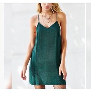 MLV Women Carmen Sequin Slip Dress Small Green Mini Party Cocktail Holiday